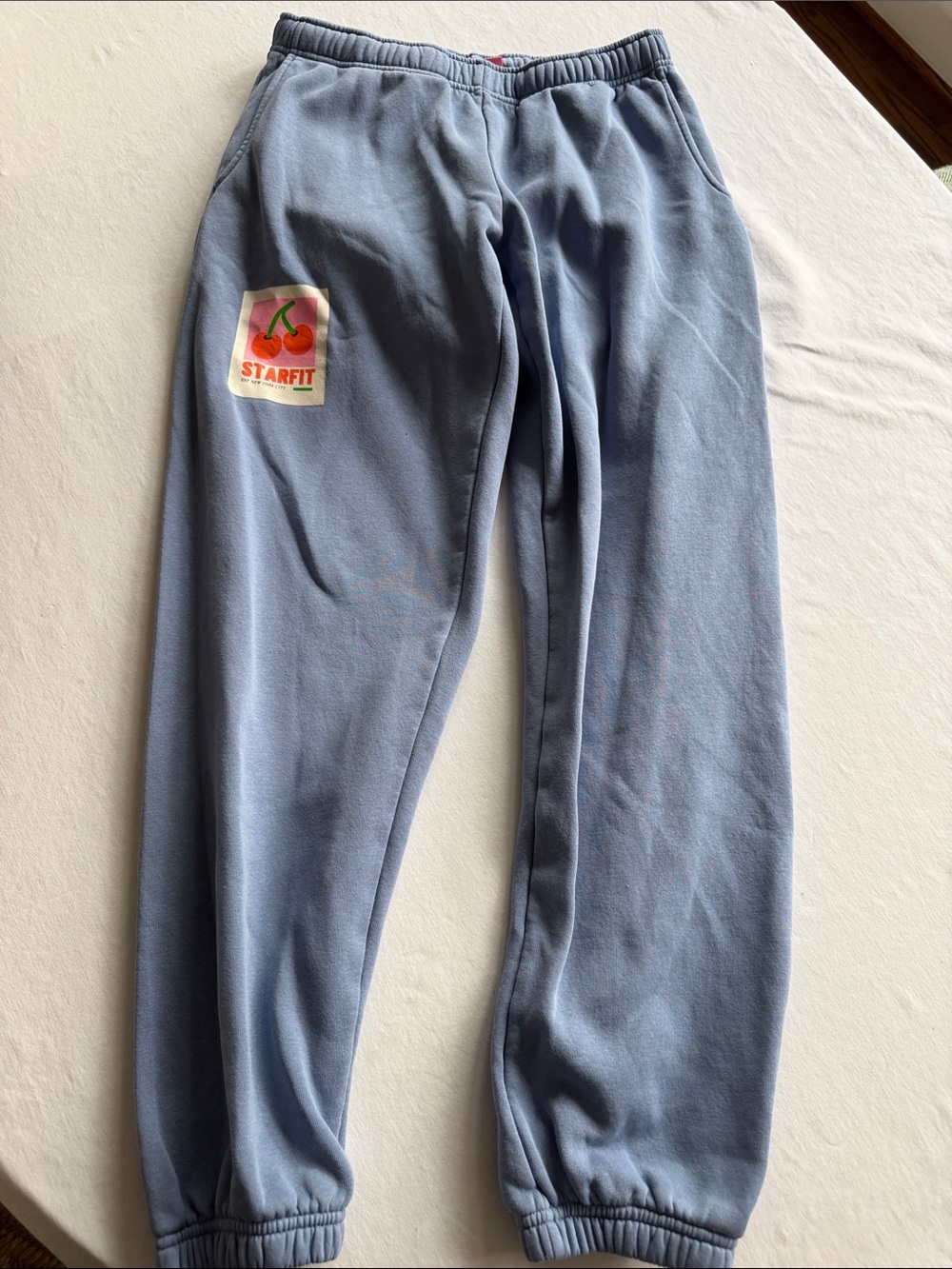 Woman’s  Starfit Light Blue Sweatpants with cherries - small